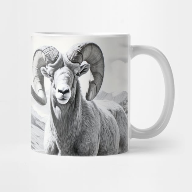 Ram Animal Discovery Wild Nature Ink Sketch Style by Cubebox